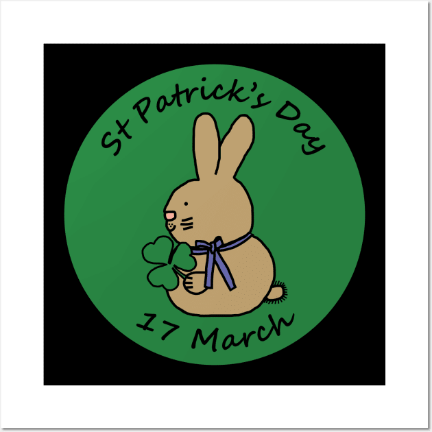 Bunny Rabbit and Shamrock St Patricks Day Wall Art by ellenhenryart